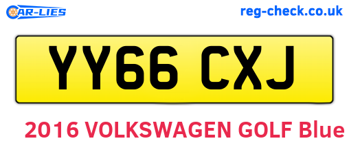 YY66CXJ are the vehicle registration plates.