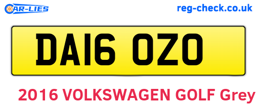 DA16OZO are the vehicle registration plates.