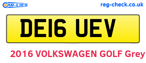 DE16UEV are the vehicle registration plates.
