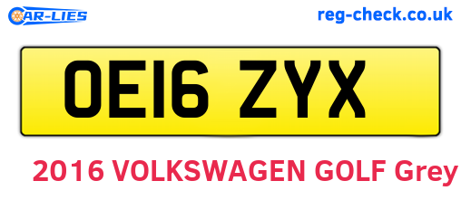 OE16ZYX are the vehicle registration plates.