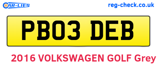 PB03DEB are the vehicle registration plates.