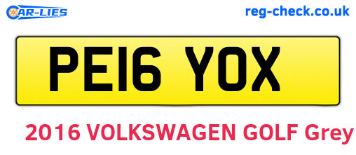 PE16YOX are the vehicle registration plates.