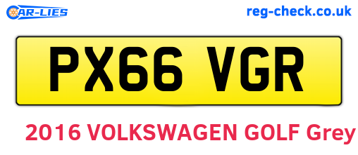 PX66VGR are the vehicle registration plates.