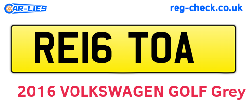 RE16TOA are the vehicle registration plates.