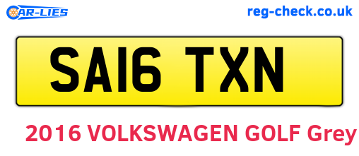 SA16TXN are the vehicle registration plates.