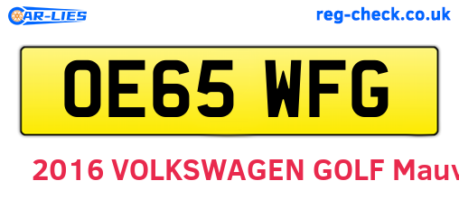 OE65WFG are the vehicle registration plates.