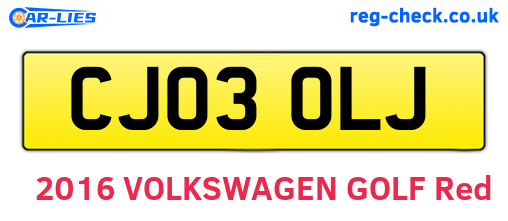 CJ03OLJ are the vehicle registration plates.