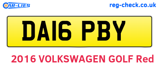 DA16PBY are the vehicle registration plates.