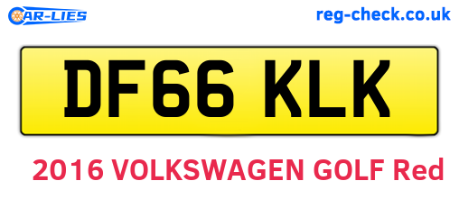 DF66KLK are the vehicle registration plates.