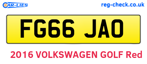 FG66JAO are the vehicle registration plates.