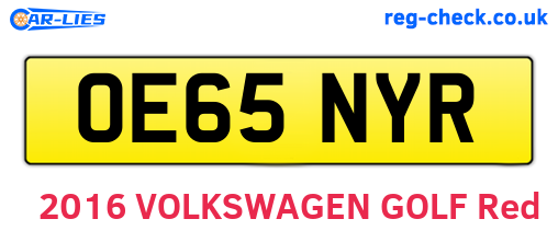 OE65NYR are the vehicle registration plates.