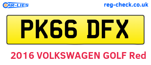 PK66DFX are the vehicle registration plates.