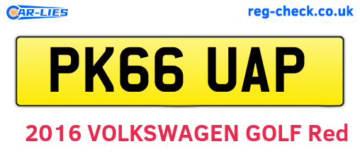 PK66UAP are the vehicle registration plates.