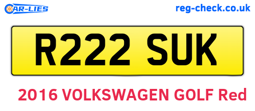 R222SUK are the vehicle registration plates.