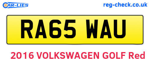 RA65WAU are the vehicle registration plates.