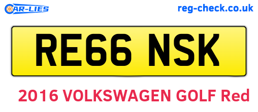 RE66NSK are the vehicle registration plates.