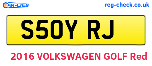 S50YRJ are the vehicle registration plates.