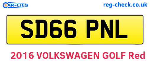 SD66PNL are the vehicle registration plates.