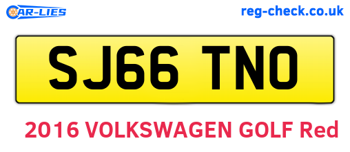SJ66TNO are the vehicle registration plates.