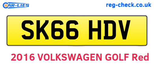 SK66HDV are the vehicle registration plates.