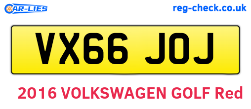 VX66JOJ are the vehicle registration plates.