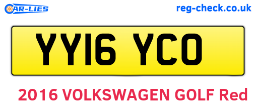 YY16YCO are the vehicle registration plates.