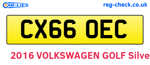 CX66OEC are the vehicle registration plates.