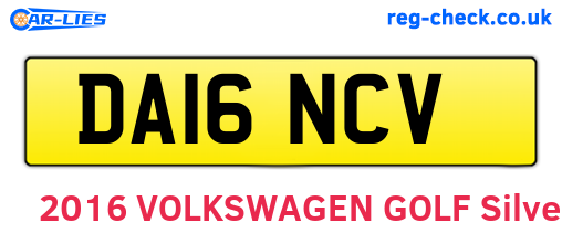 DA16NCV are the vehicle registration plates.