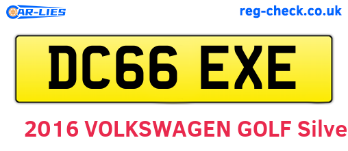 DC66EXE are the vehicle registration plates.