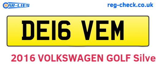 DE16VEM are the vehicle registration plates.