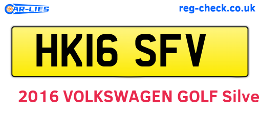 HK16SFV are the vehicle registration plates.