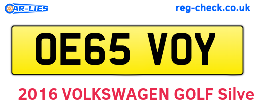 OE65VOY are the vehicle registration plates.