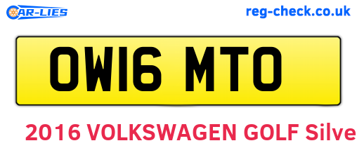 OW16MTO are the vehicle registration plates.