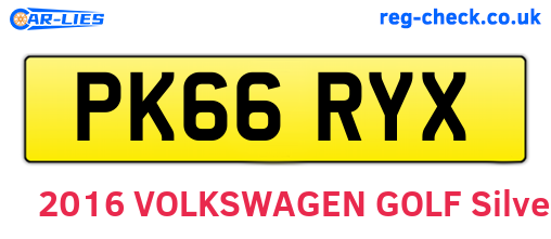PK66RYX are the vehicle registration plates.