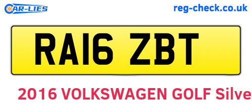 RA16ZBT are the vehicle registration plates.