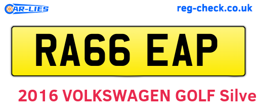 RA66EAP are the vehicle registration plates.