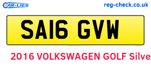SA16GVW are the vehicle registration plates.