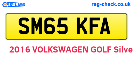 SM65KFA are the vehicle registration plates.