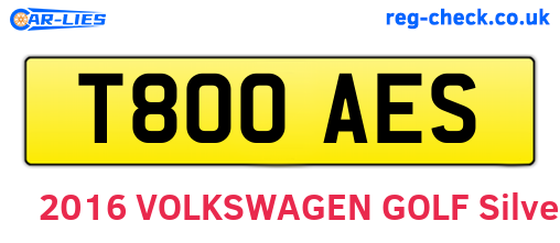 T800AES are the vehicle registration plates.