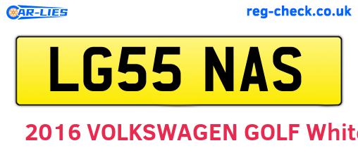 LG55NAS are the vehicle registration plates.