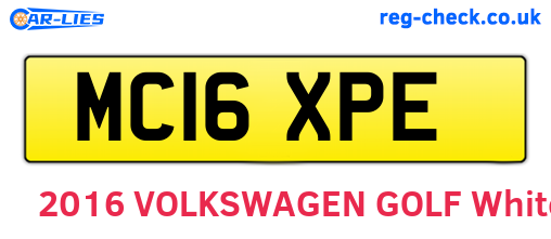 MC16XPE are the vehicle registration plates.