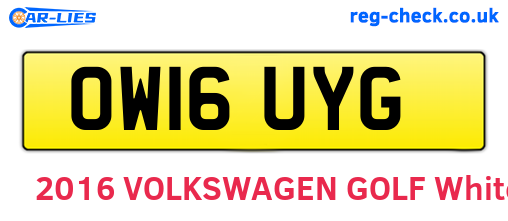 OW16UYG are the vehicle registration plates.