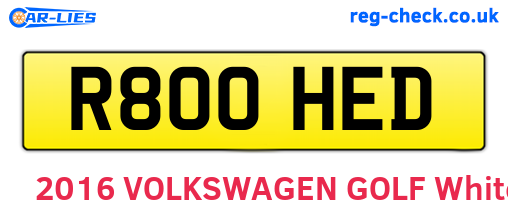 R800HED are the vehicle registration plates.