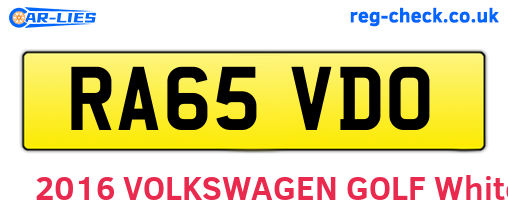 RA65VDO are the vehicle registration plates.