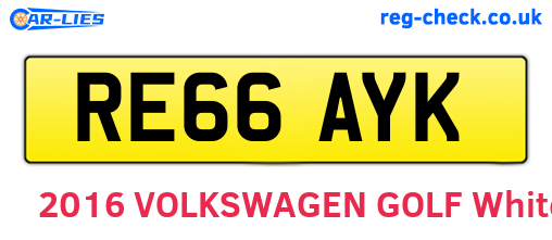 RE66AYK are the vehicle registration plates.