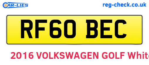 RF60BEC are the vehicle registration plates.