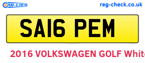 SA16PEM are the vehicle registration plates.