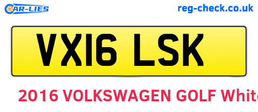VX16LSK are the vehicle registration plates.