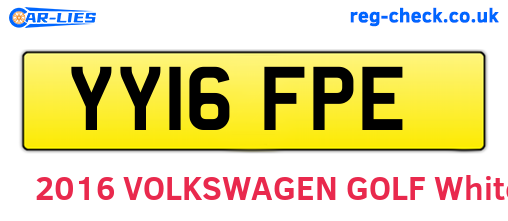 YY16FPE are the vehicle registration plates.