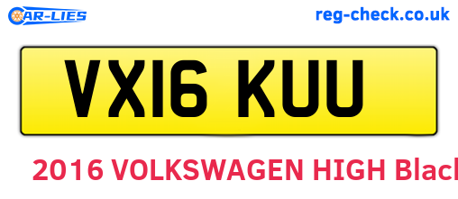 VX16KUU are the vehicle registration plates.